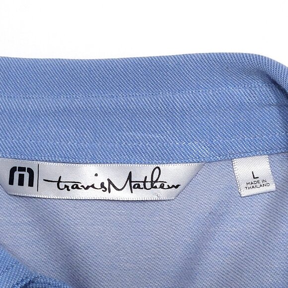 Travis Mathew Mens Blue Short Sleeve Polo Shirt Size L Cotton Blend Golf Preppy - Picture 7 of 9